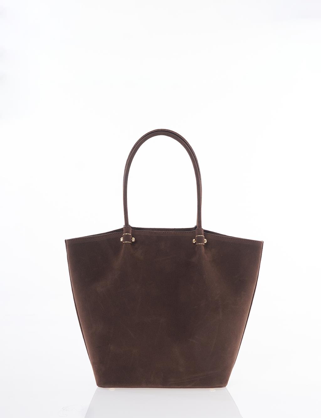 Suede Shoulder Bag Dark Brown