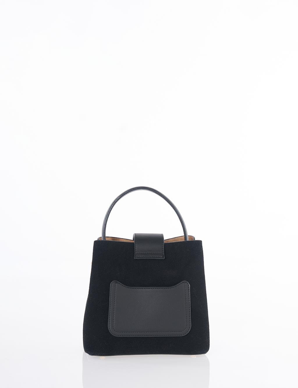 Nubuck Bag with Cover in Black