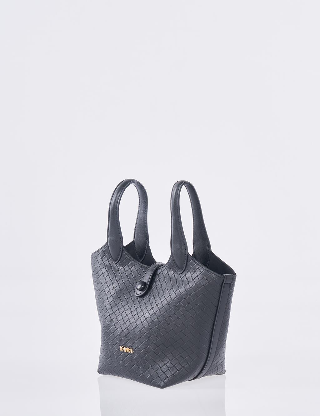 Faux Leather Handbag - Black