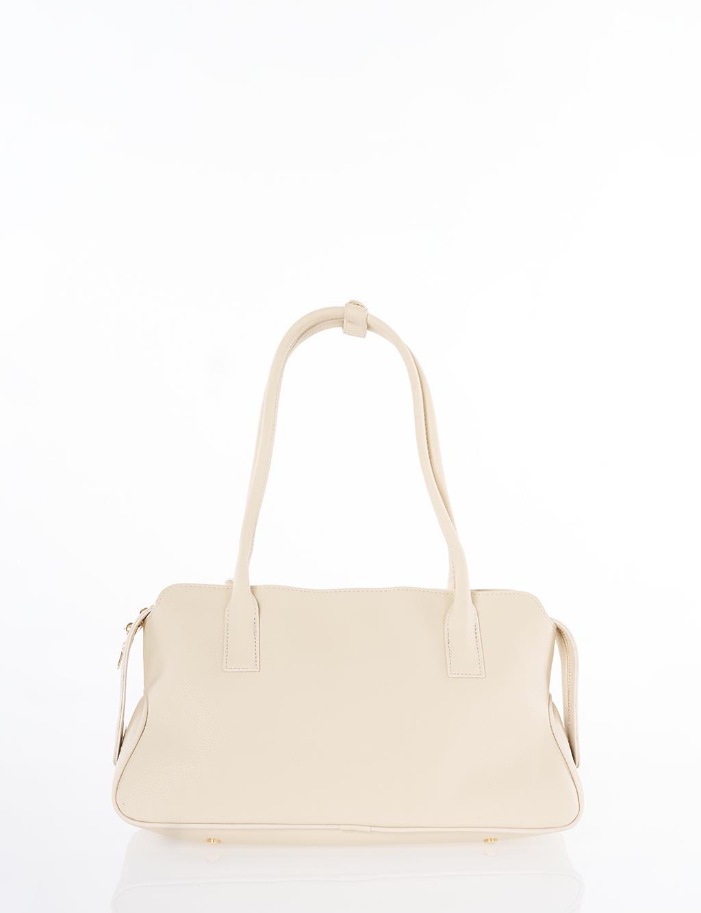 Faux Leather Shoulder Bag Cream
