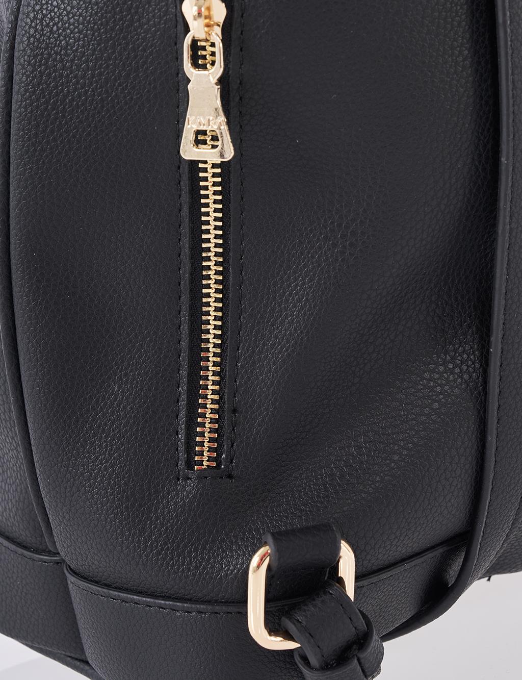 Faux Leather Backpack Black