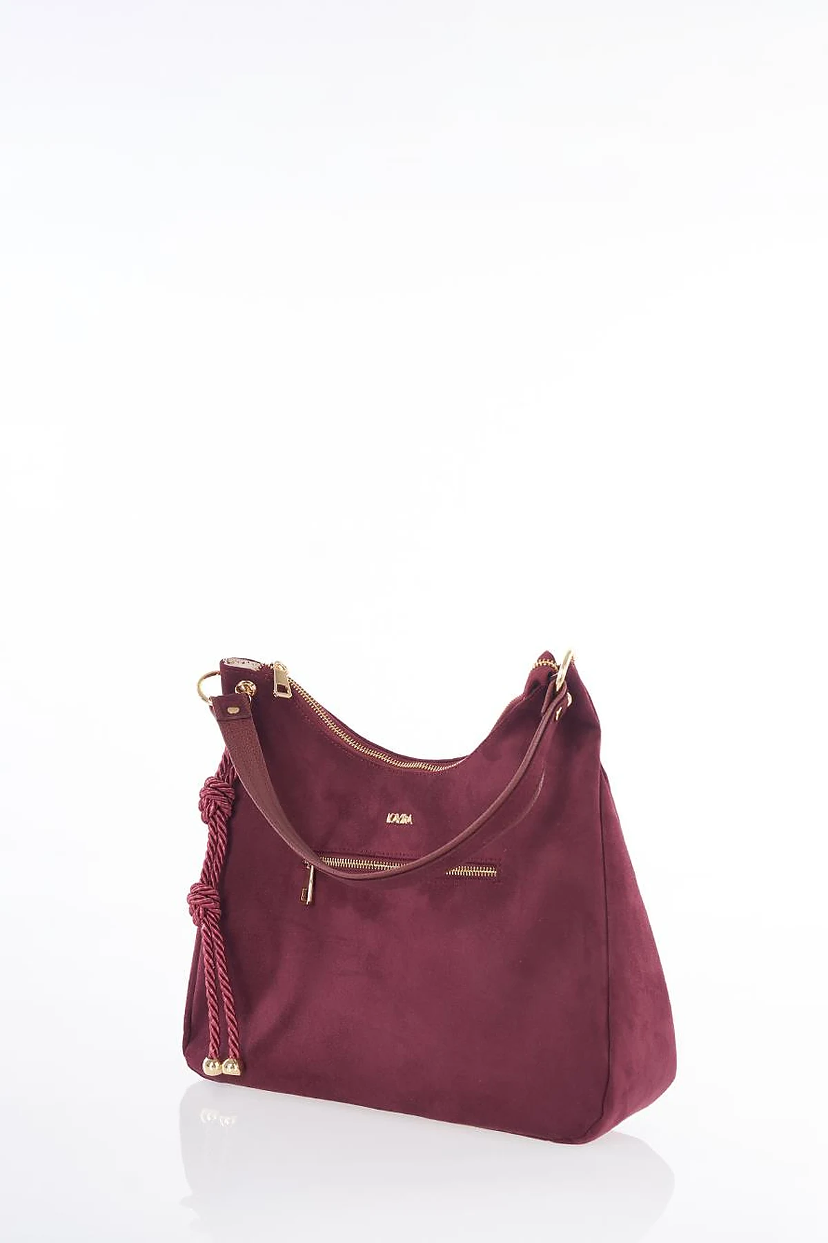 Logo Suede Bag Burgundy
