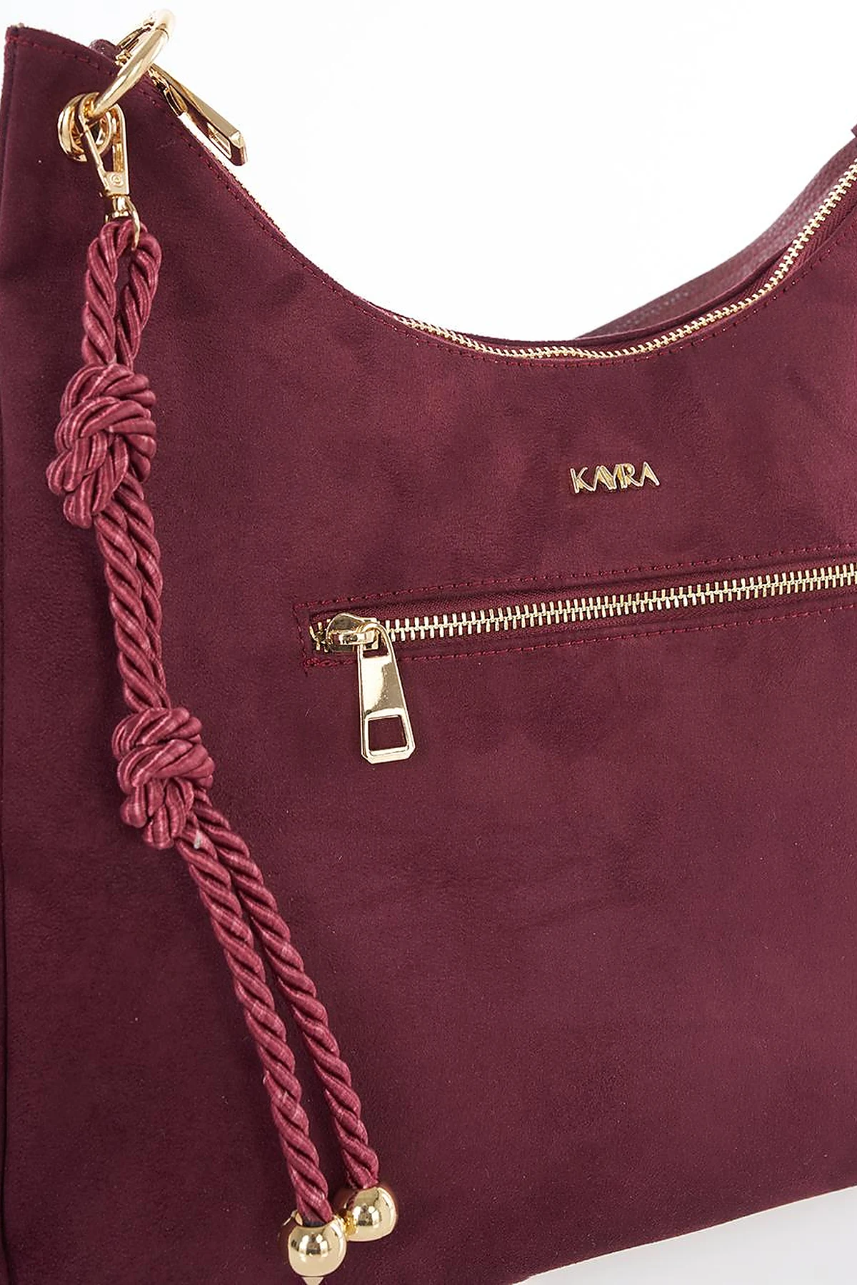 Logo Suede Bag Burgundy