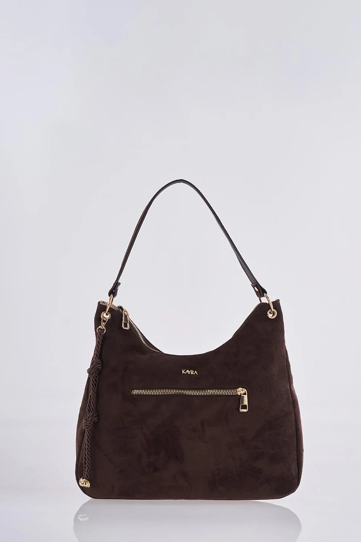 Logo Suede Bag Dark Brown