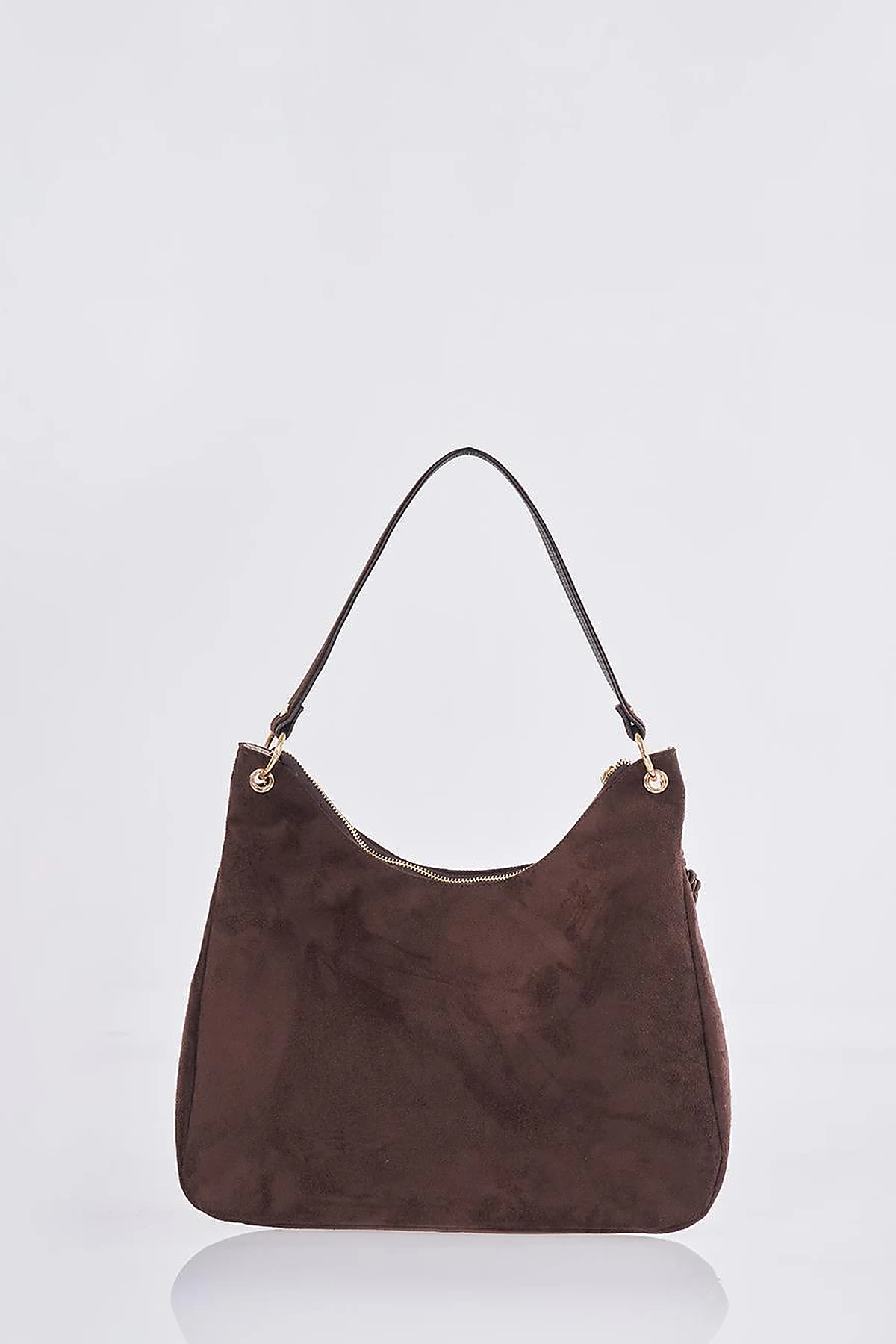 Logo Suede Bag Dark Brown
