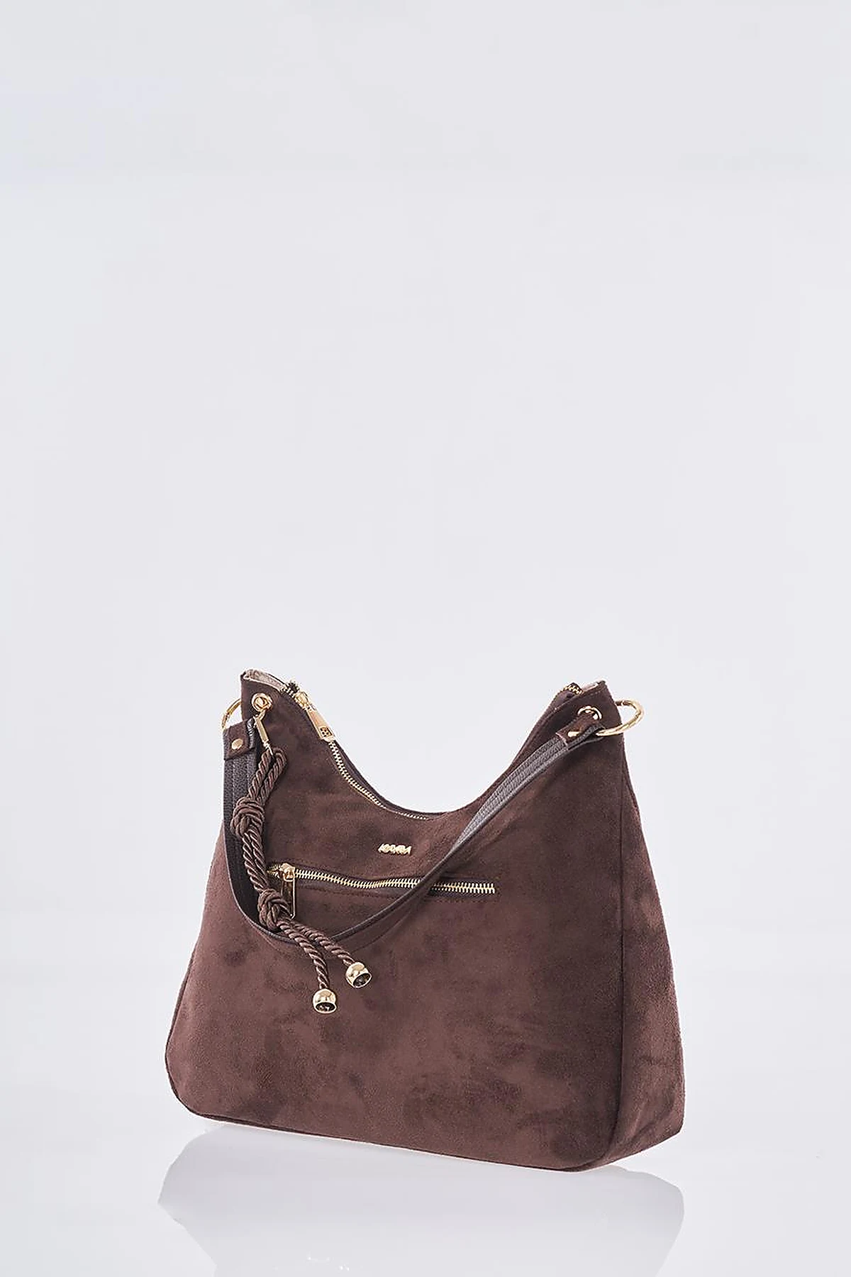 Logo Suede Bag Dark Brown