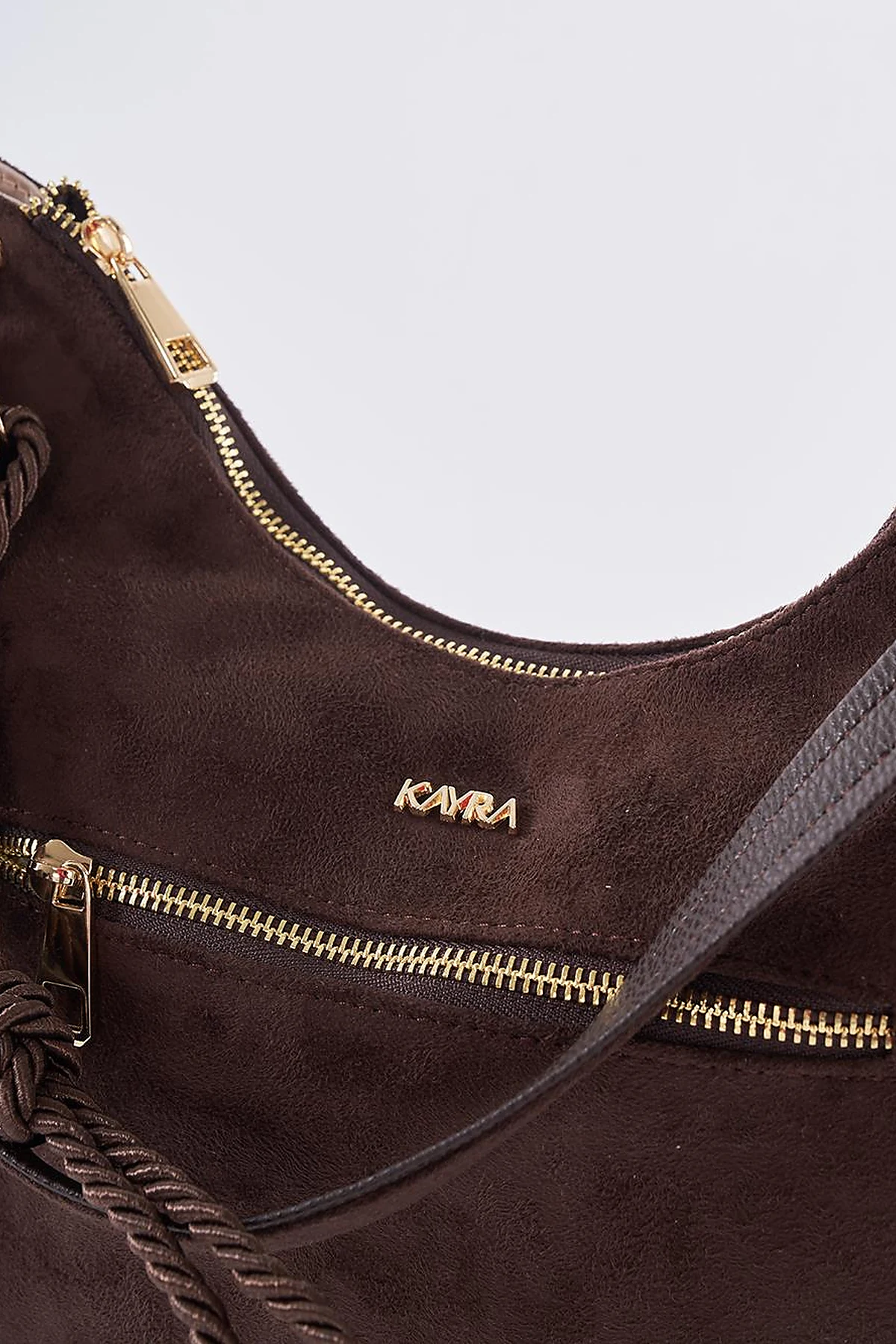 Logo Suede Bag Dark Brown