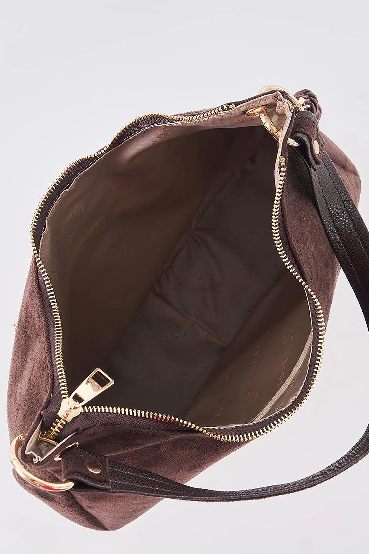 Logo Suede Bag Dark Brown