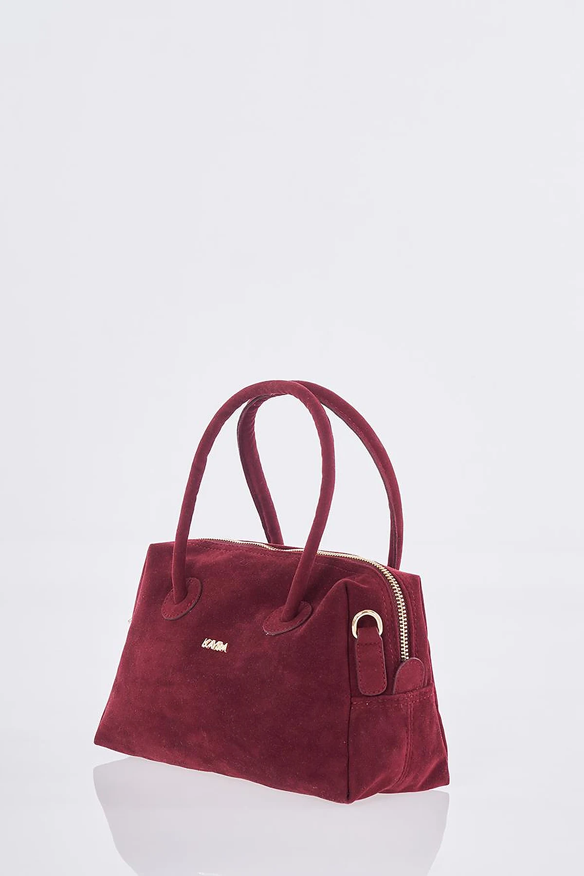 Logo Suede Handbag - Burgundy