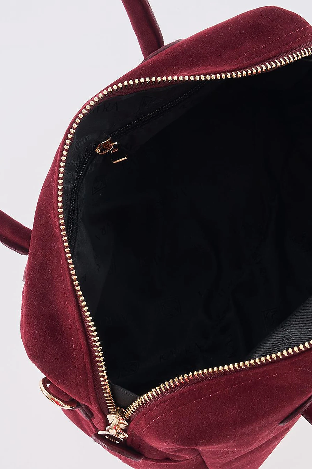 Logo Suede Handbag - Burgundy