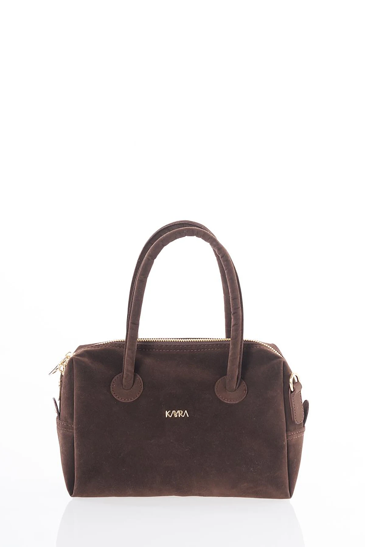 Logo Suede Handbag - Dark Brown