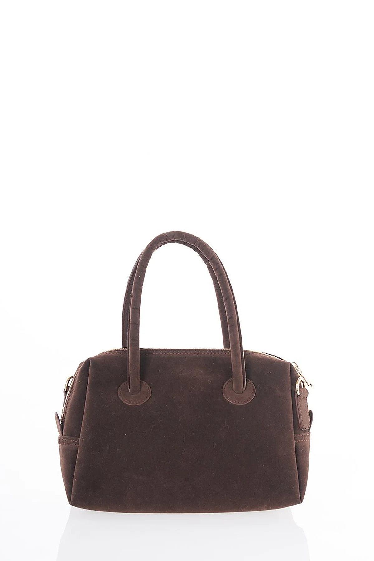 Logo Suede Handbag - Dark Brown