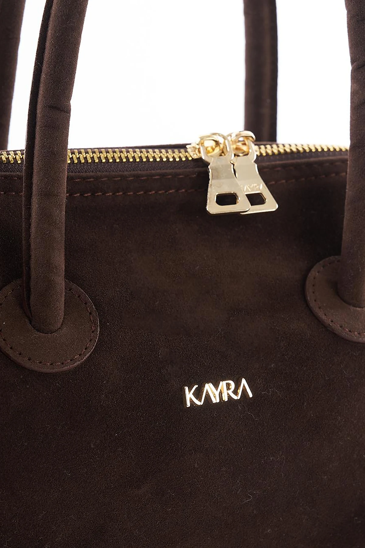 Logo Suede Handbag - Dark Brown