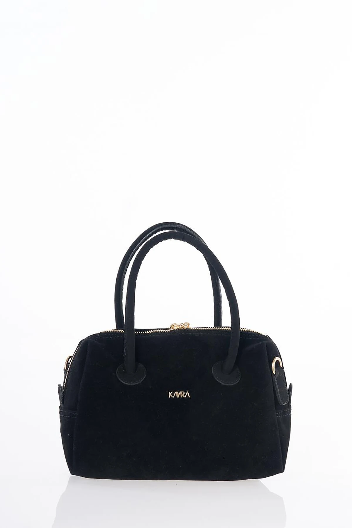 Logo Suede Handbag - Black