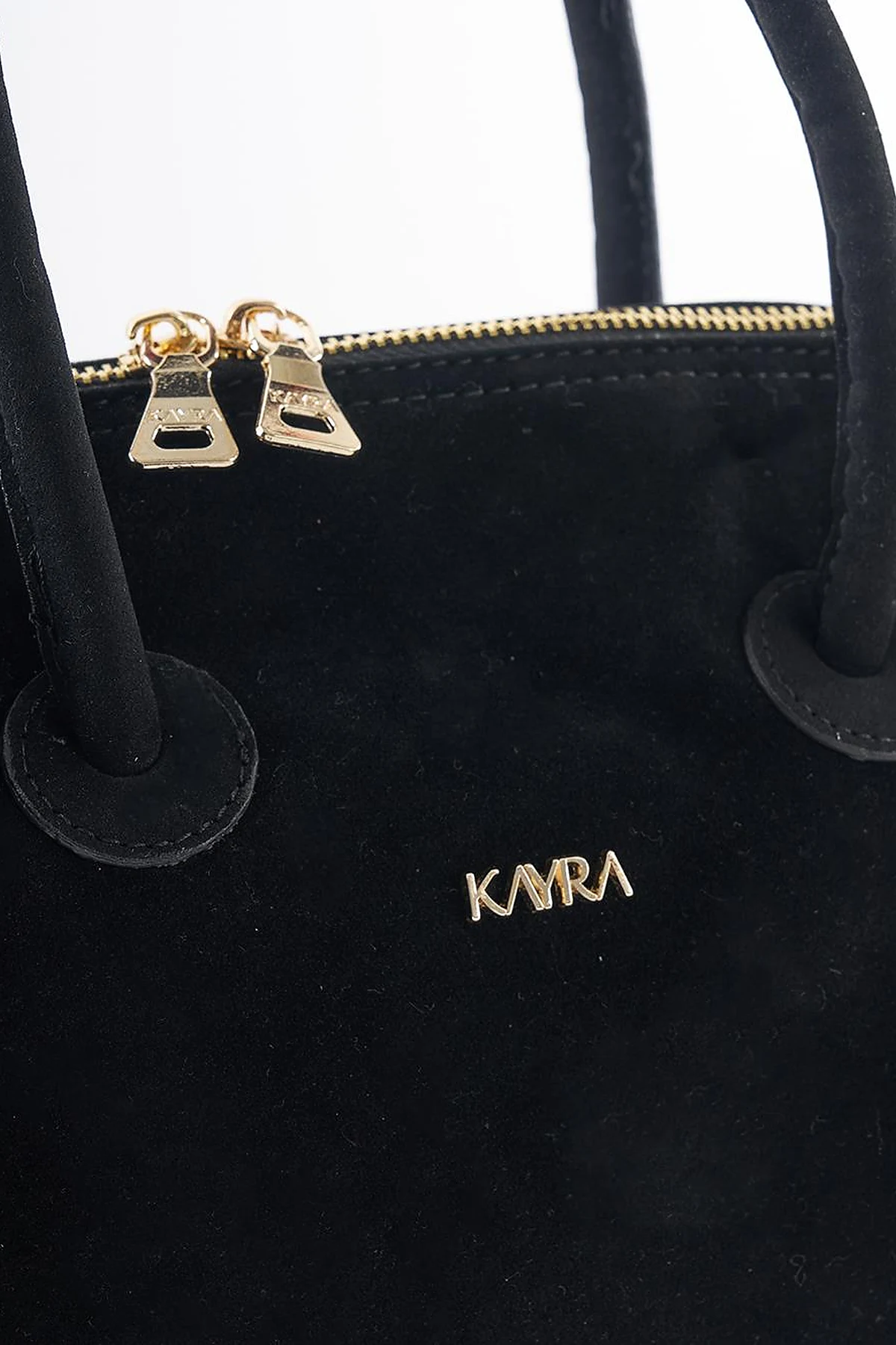 Logo Suede Handbag - Black