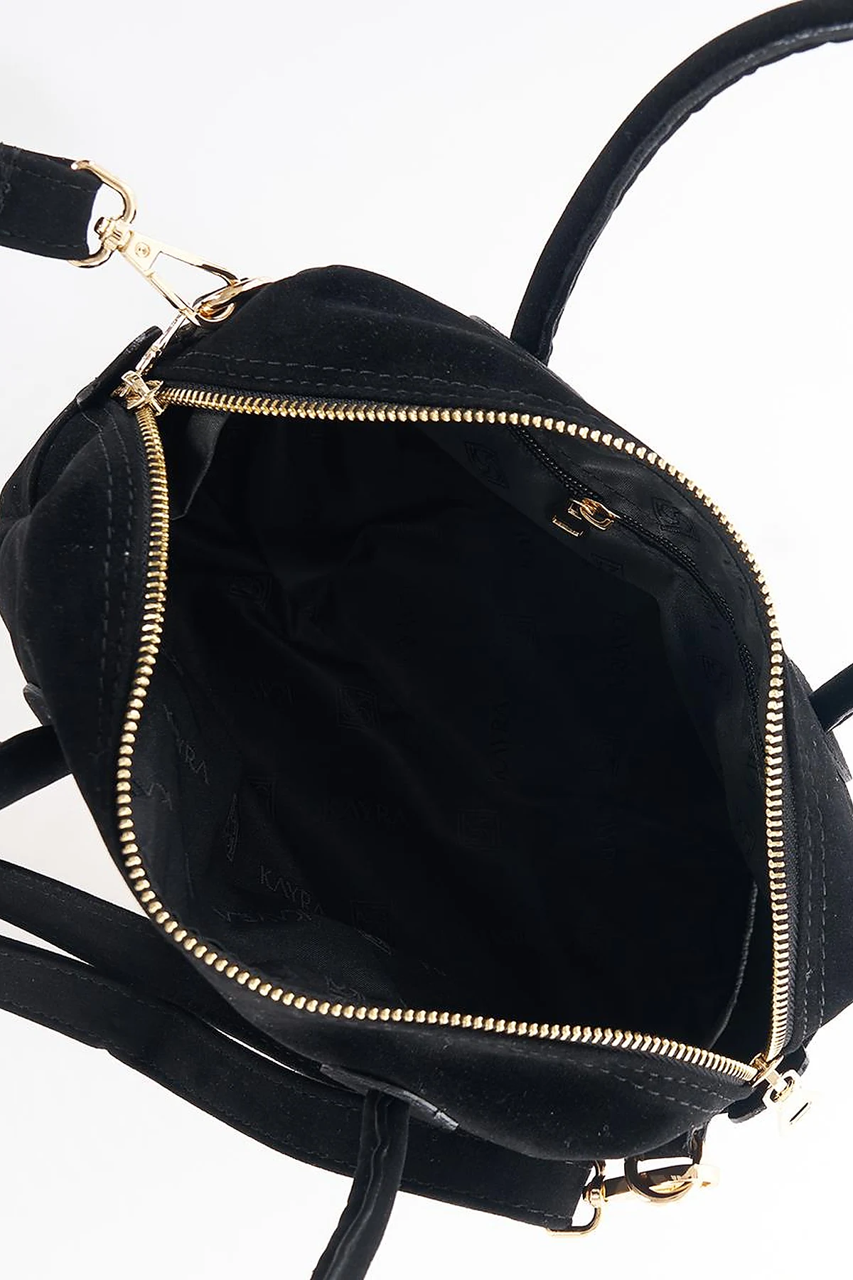 Logo Suede Handbag - Black