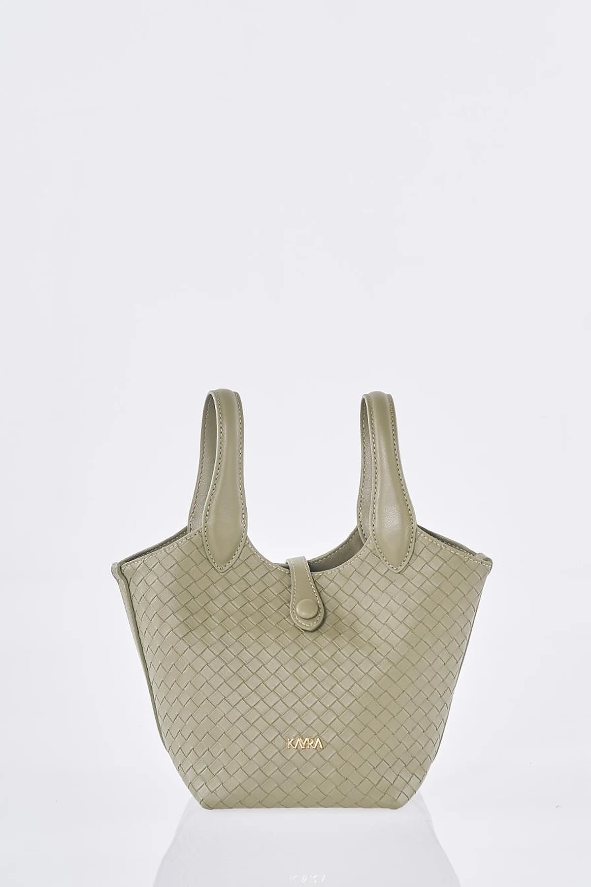 Faux Leather Handbag - Light Khaki