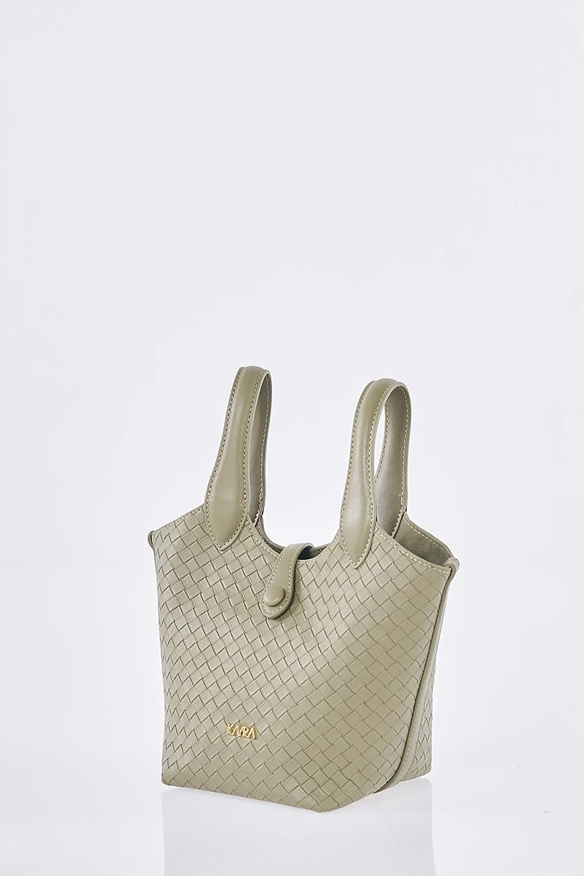 Faux Leather Handbag - Light Khaki