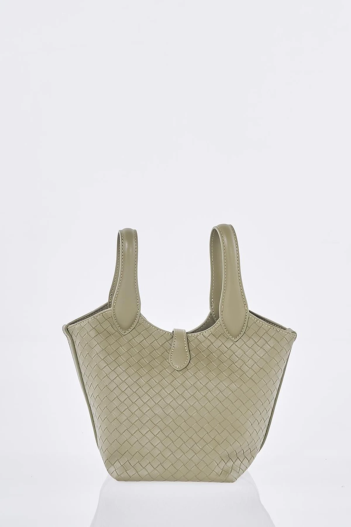Faux Leather Handbag - Light Khaki