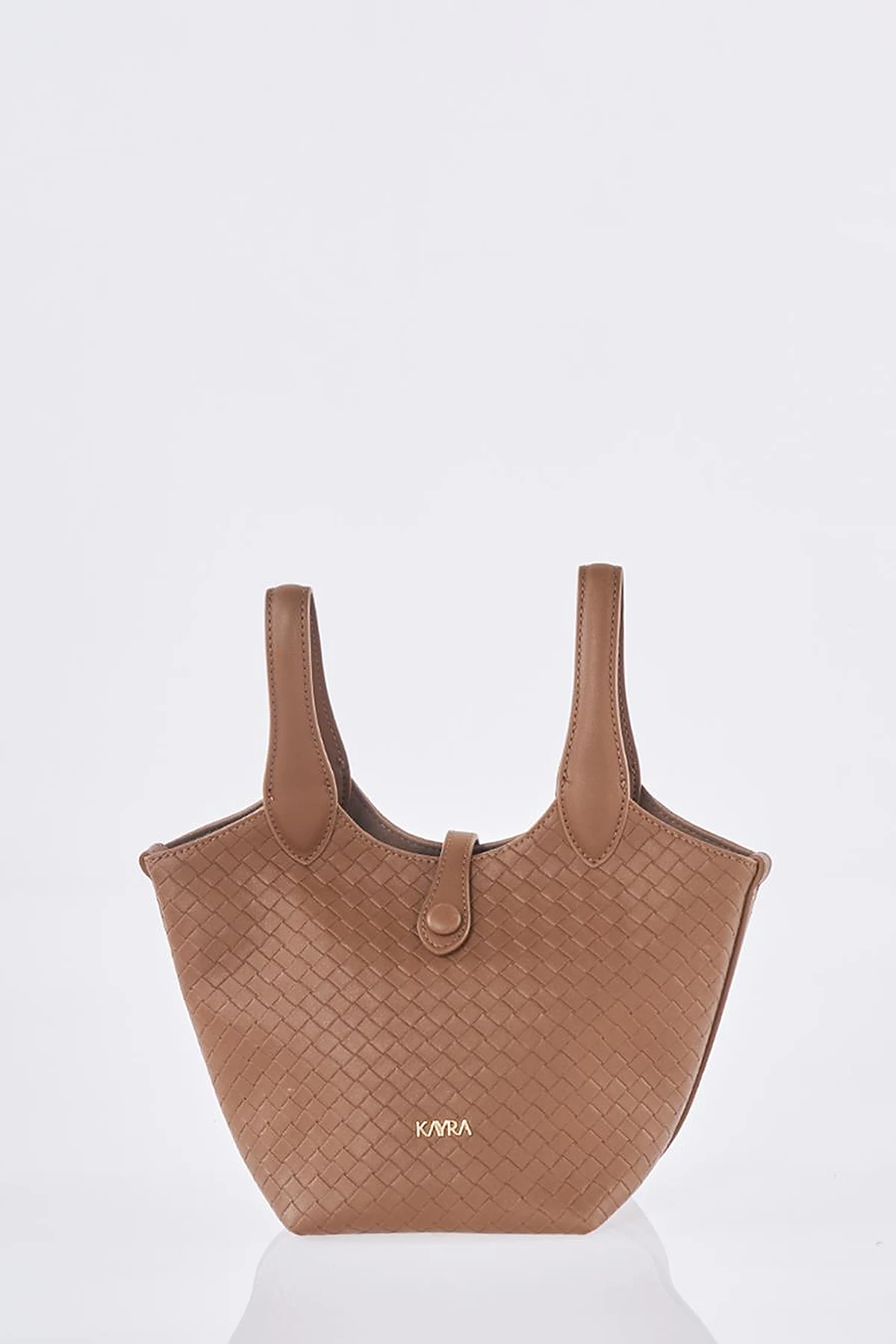 Faux Leather Handbag - Brown