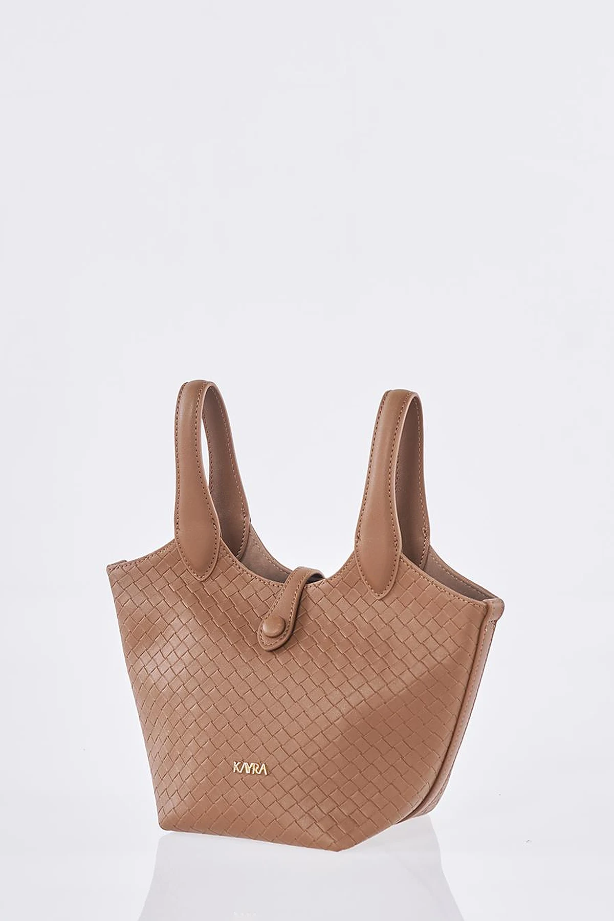 Faux Leather Handbag - Brown