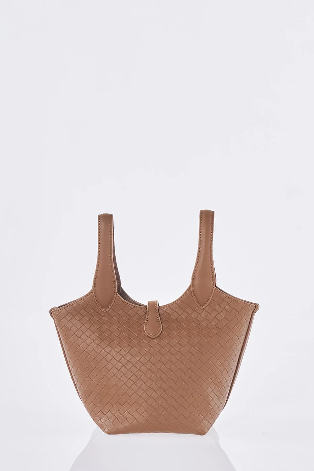 Faux Leather Handbag - Brown