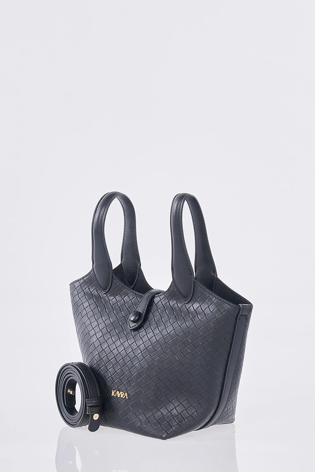 Faux Leather Handbag - Black