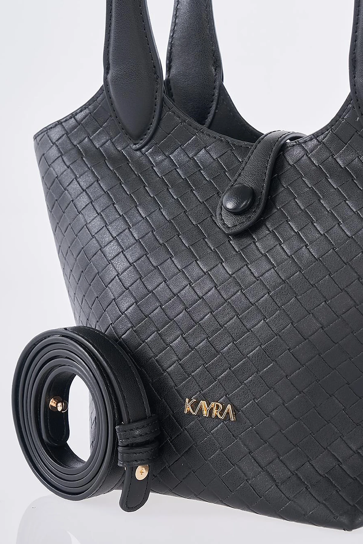 Faux Leather Handbag - Black