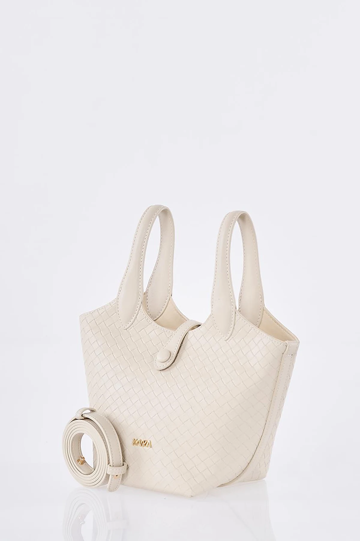 Faux Leather Handbag - Stone
