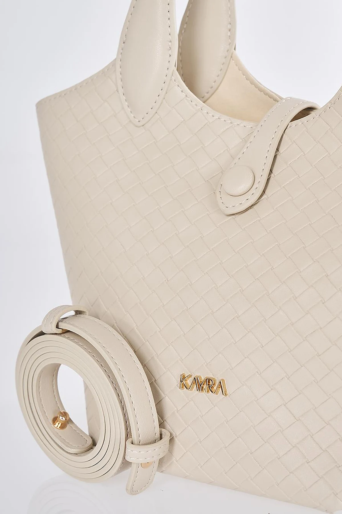Faux Leather Handbag - Stone