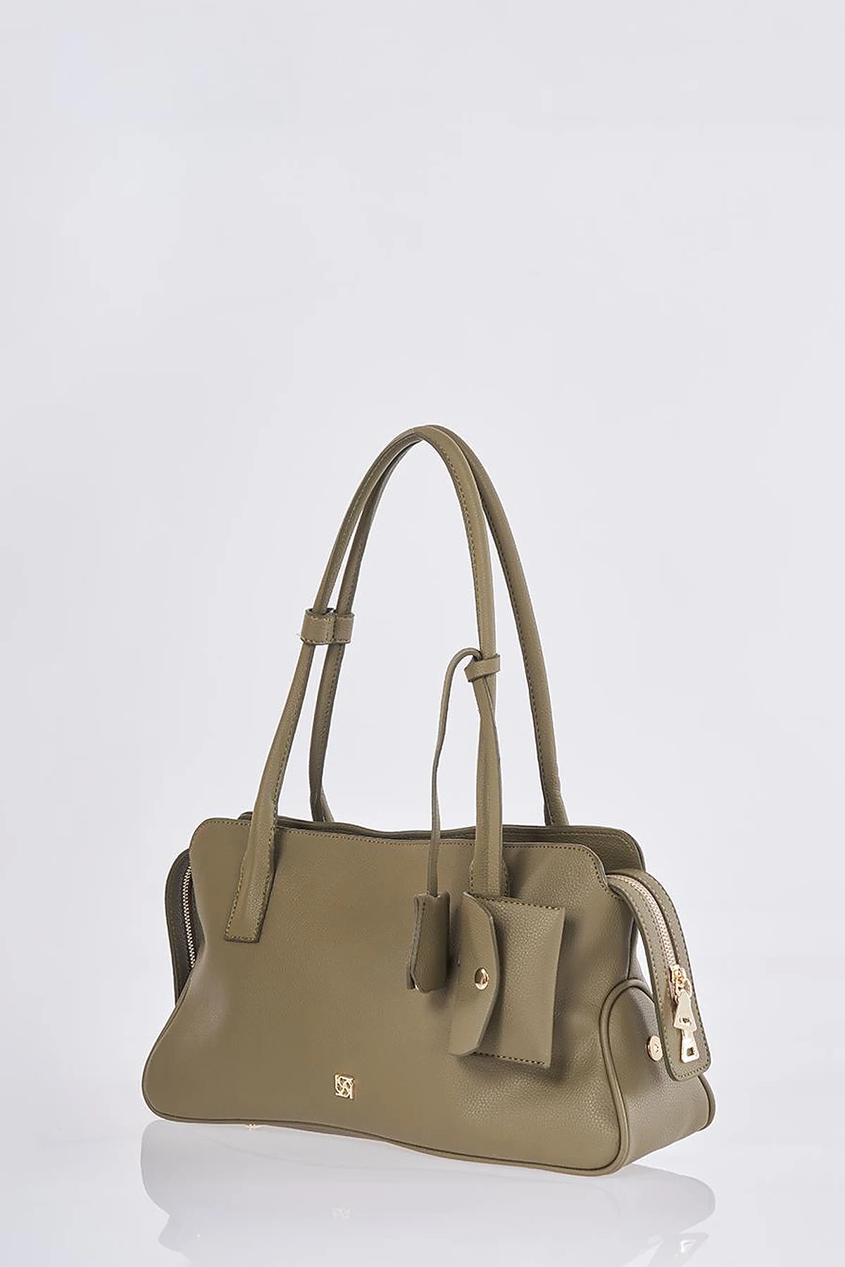 Faux Leather Shoulder Bag Khaki