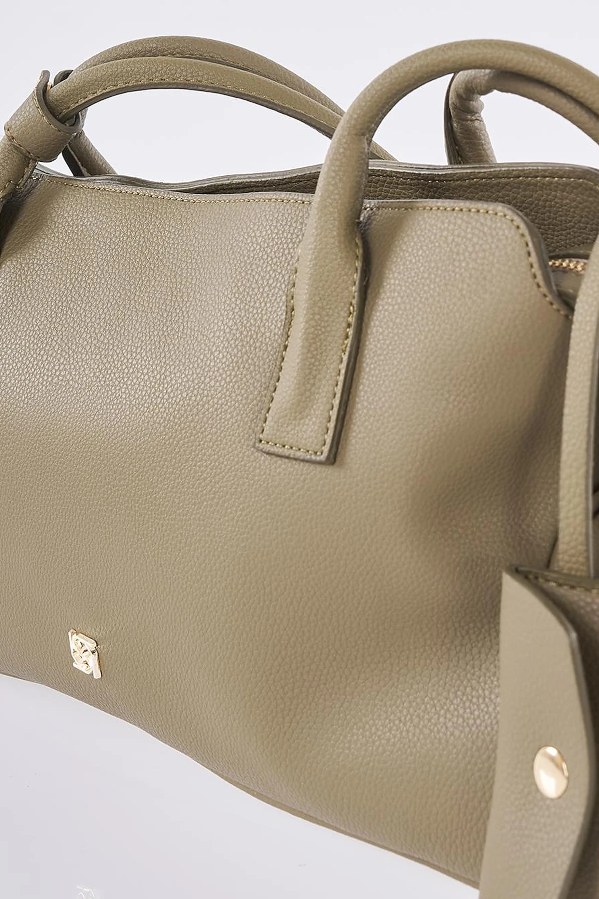 Faux Leather Shoulder Bag Khaki