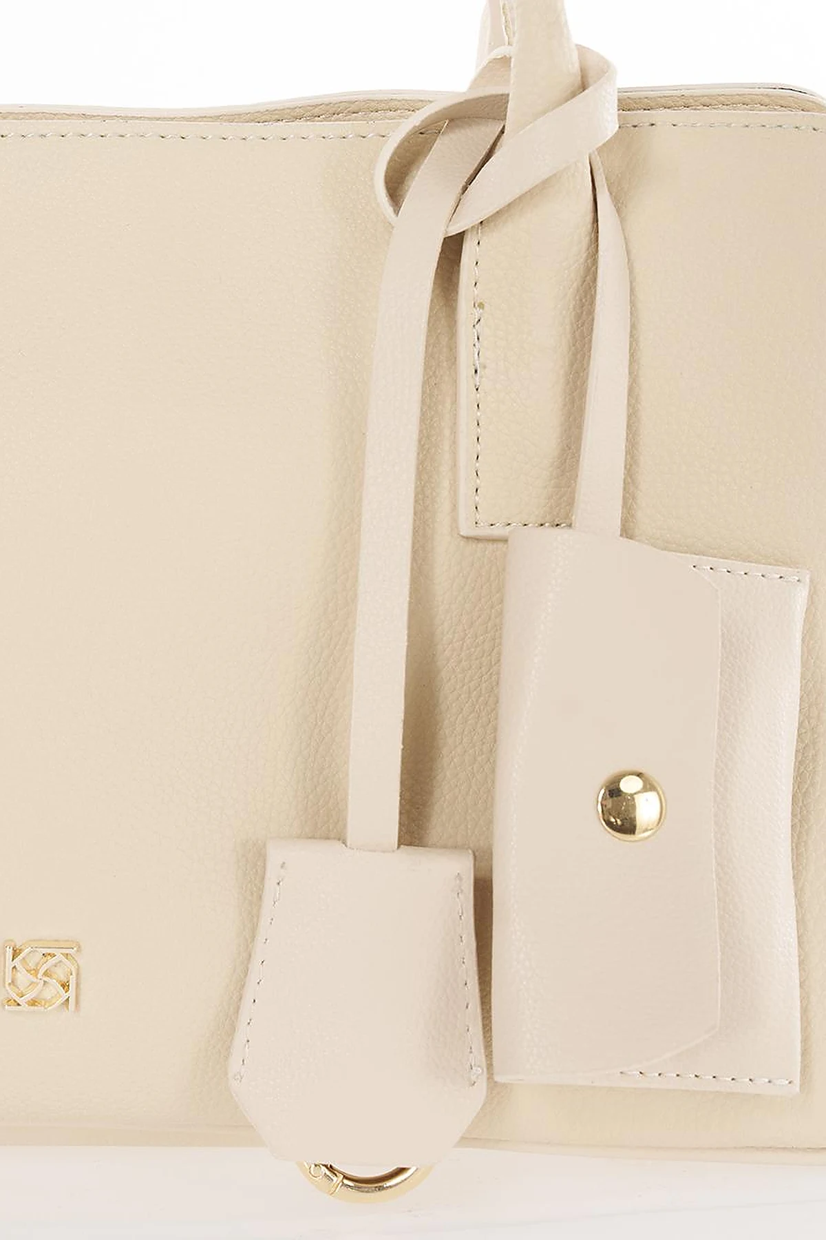 Faux Leather Shoulder Bag Cream