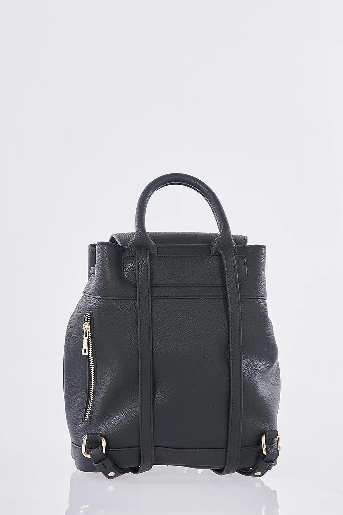 Faux Leather Backpack Black