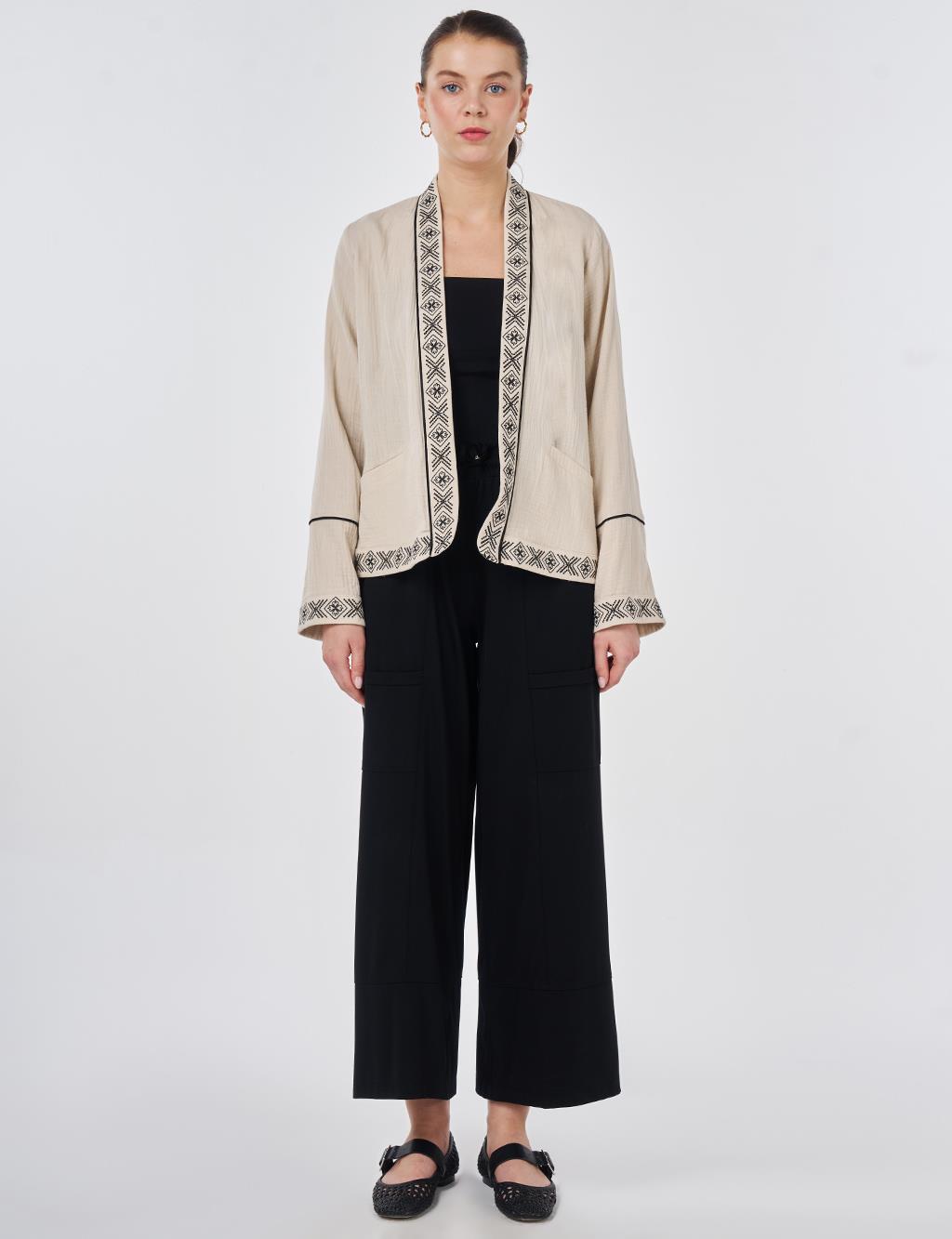 100% Cotton Ethnic Pattern Kimono with Stone