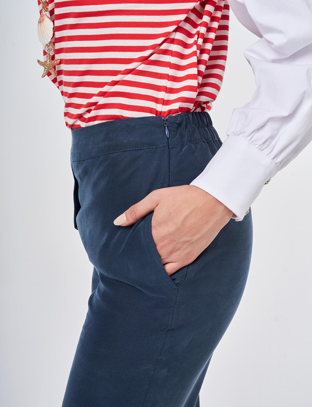 Elastic Waist Modal Trousers Dark Navy