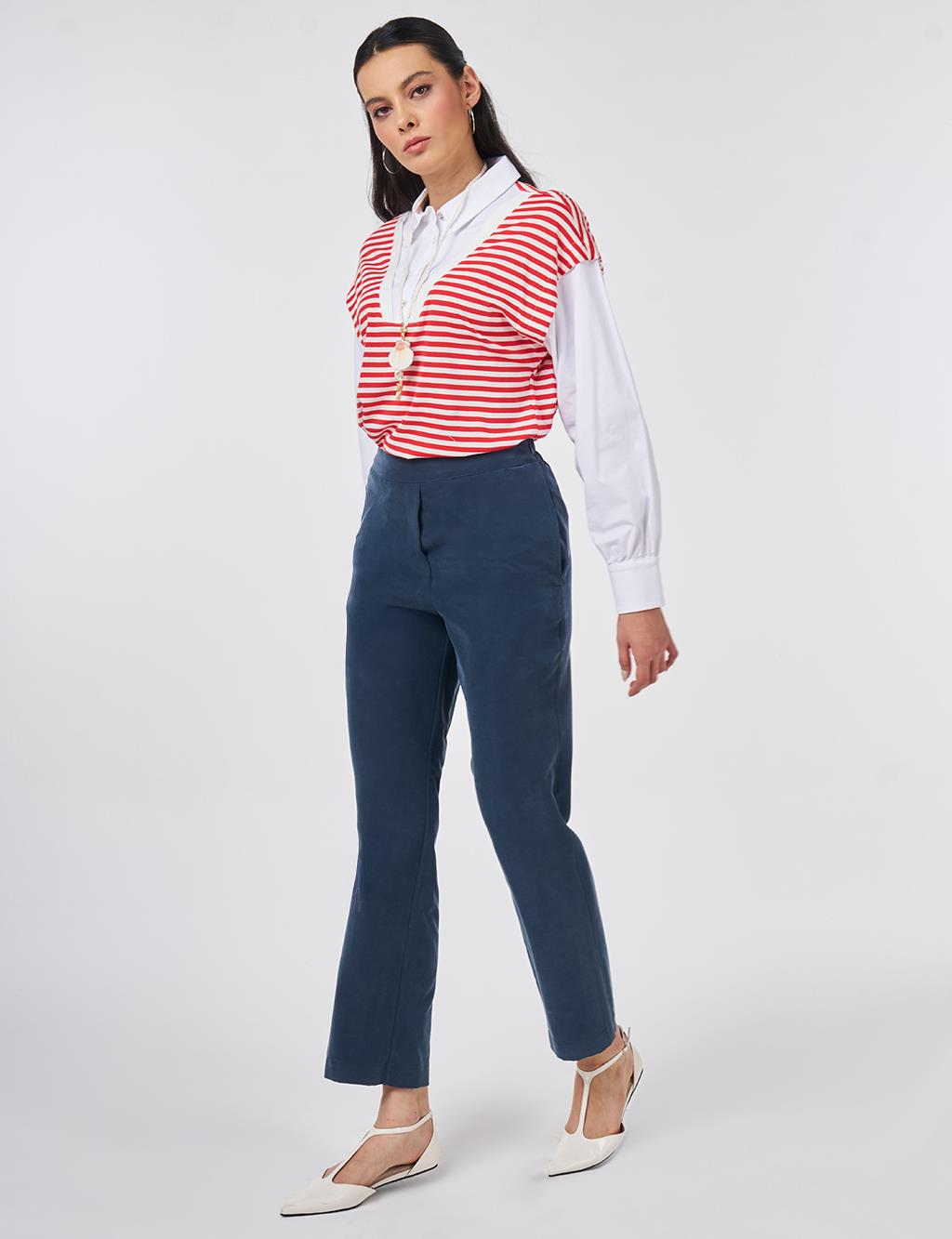 Elastic Waist Modal Trousers Dark Navy