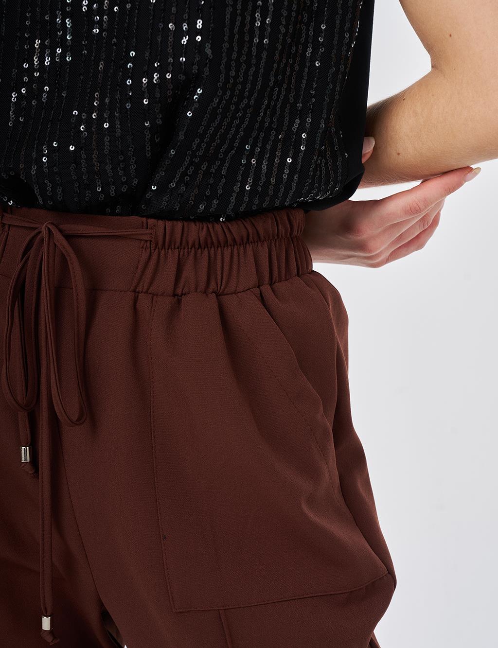 Zippered Hem Straight-Leg Pants Chocolate