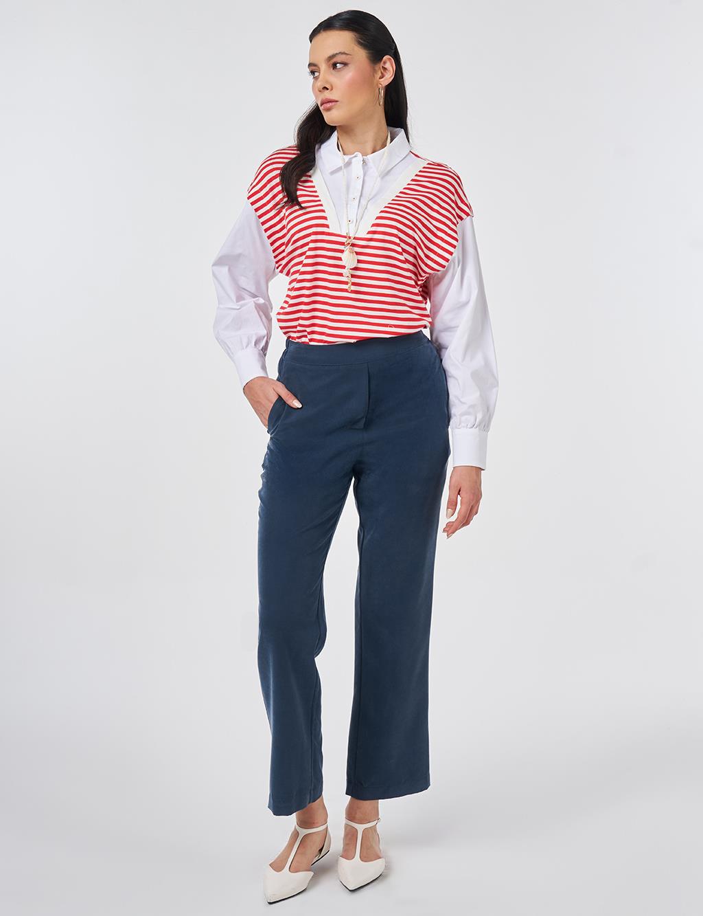 Elastic Waist Modal Trousers Dark Navy