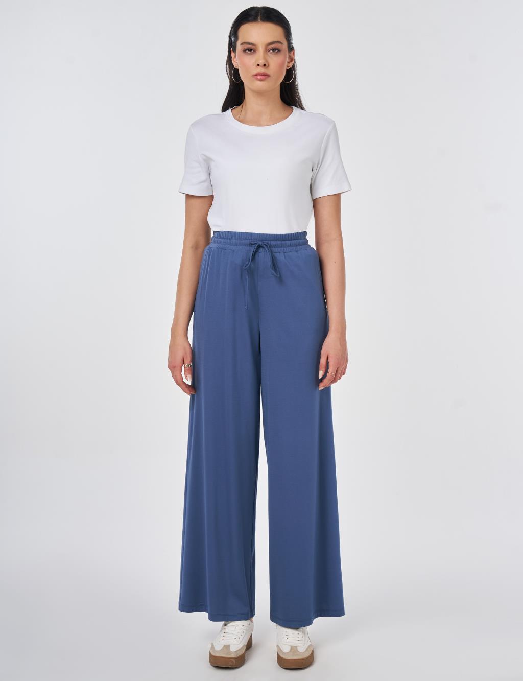 Relaxed Fit Rayon Trousers Indigo
