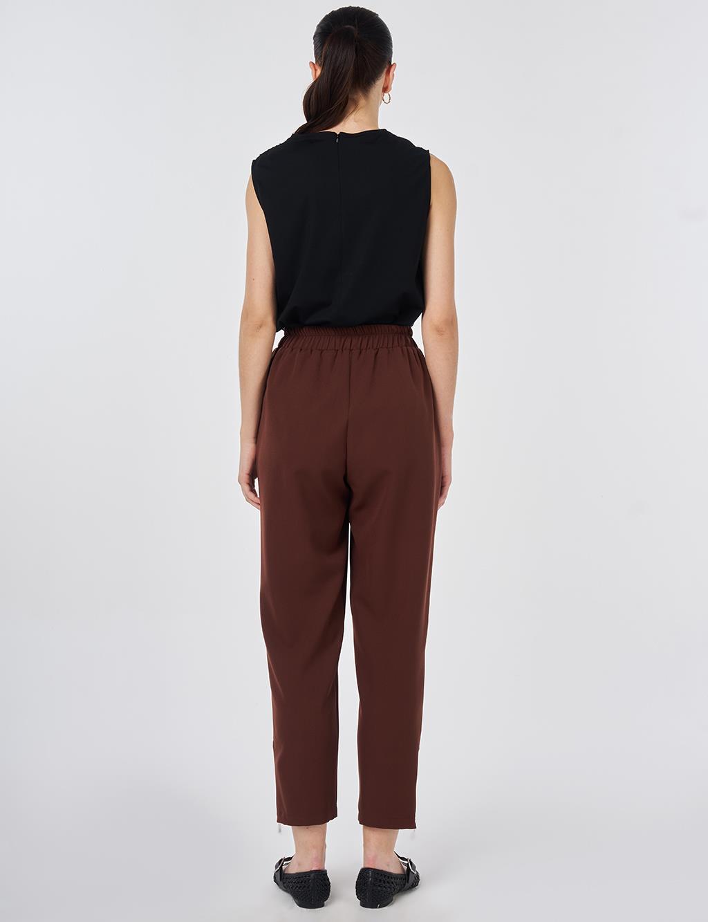Zippered Hem Straight-Leg Pants Chocolate