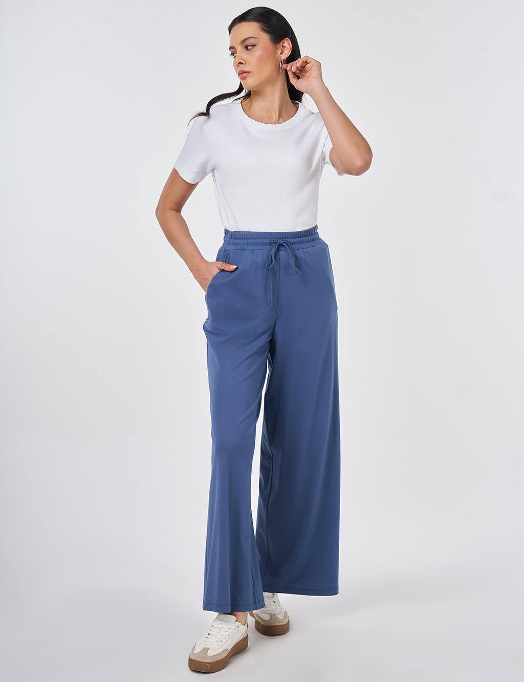 Relaxed Fit Rayon Trousers Indigo