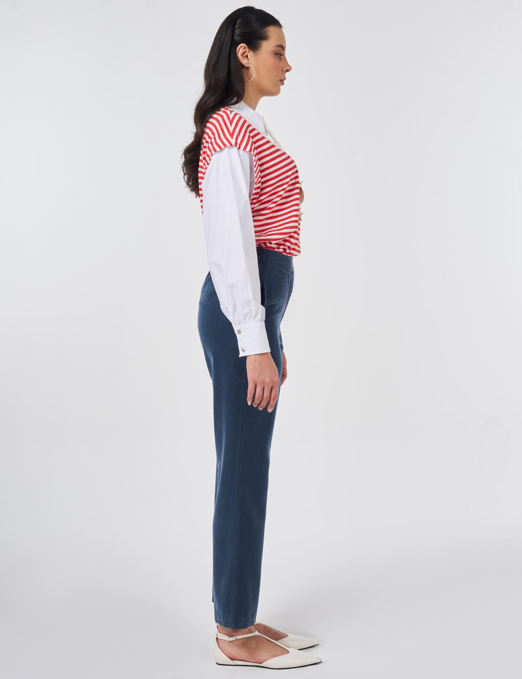 Elastic Waist Modal Trousers Dark Navy