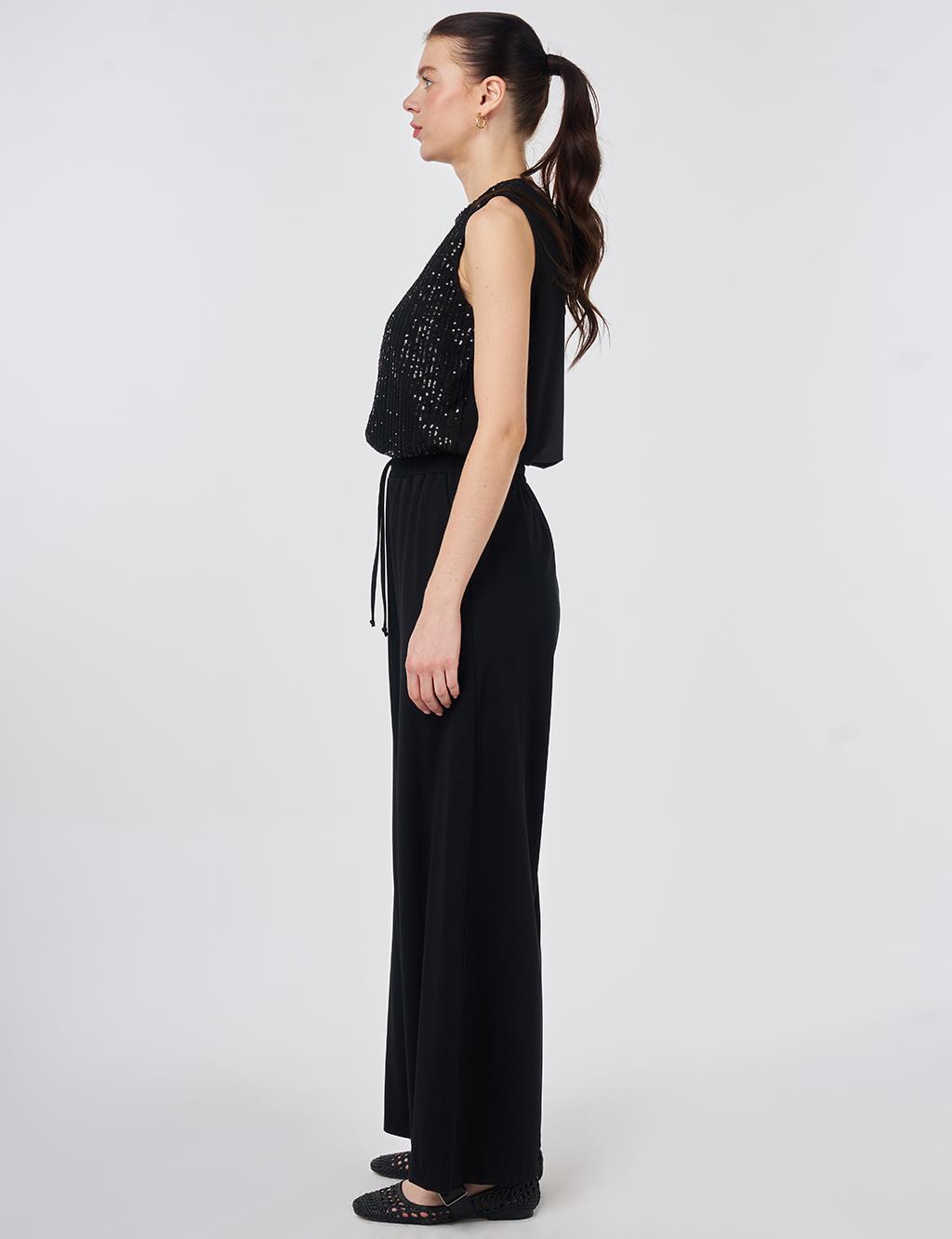 Relaxed Fit Rayon Trousers Black