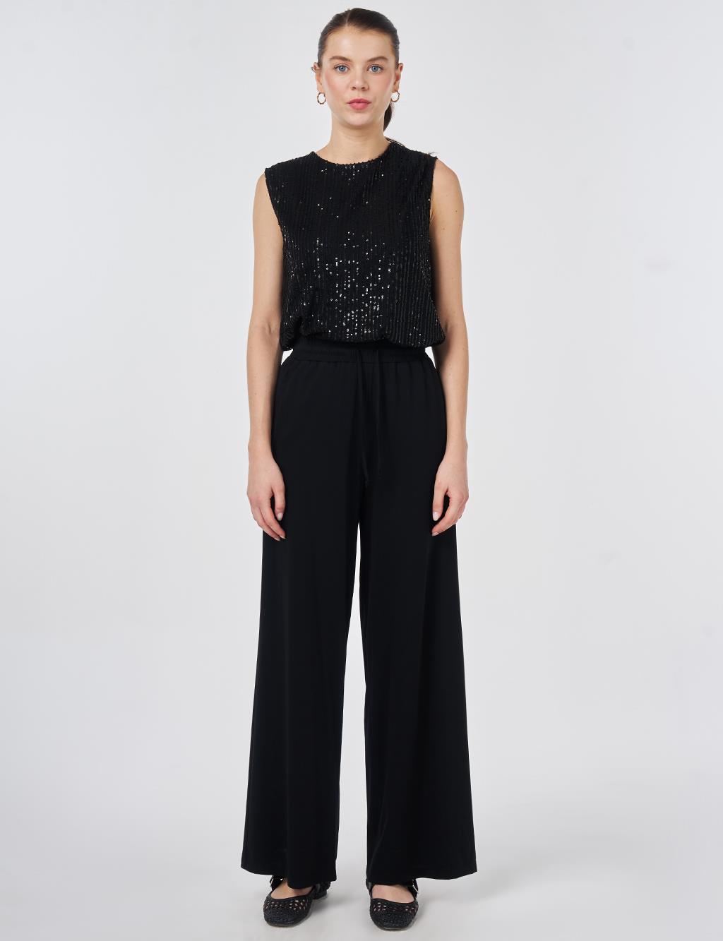 Relaxed Fit Rayon Trousers Black