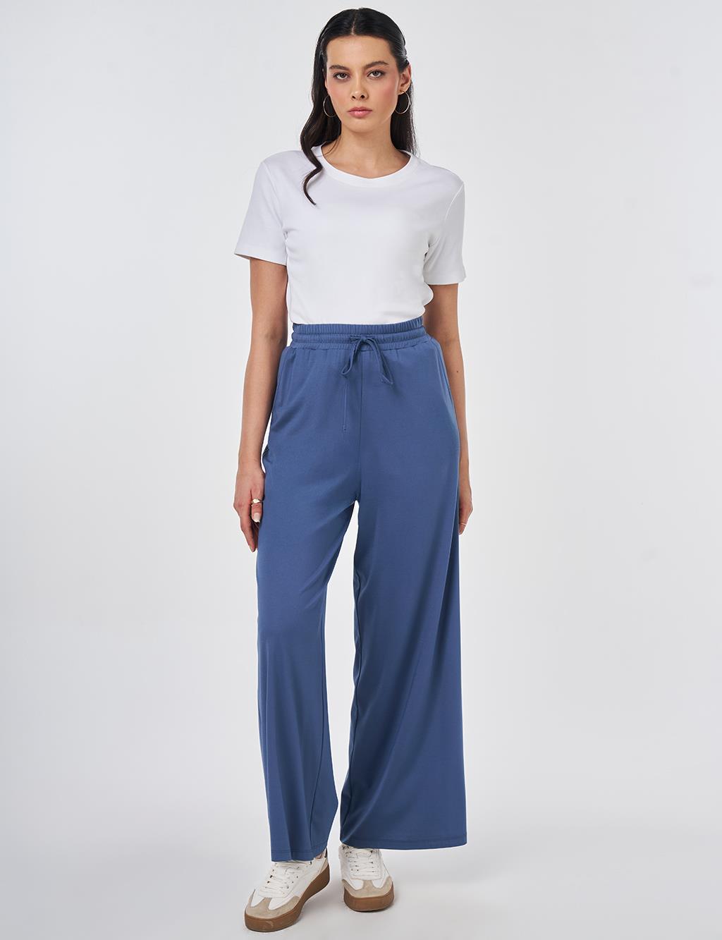 Relaxed Fit Rayon Trousers Indigo