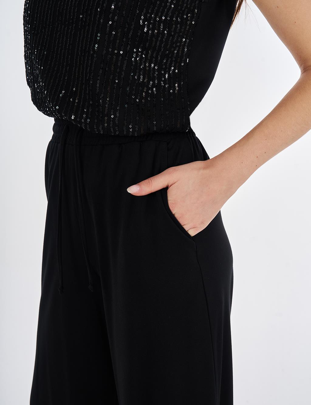 Relaxed Fit Rayon Trousers Black