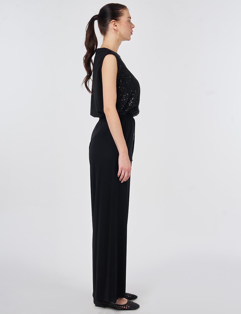 Relaxed Fit Rayon Trousers Black