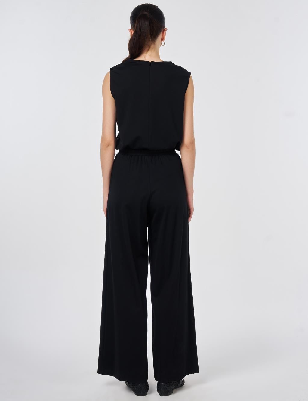 Relaxed Fit Rayon Trousers Black