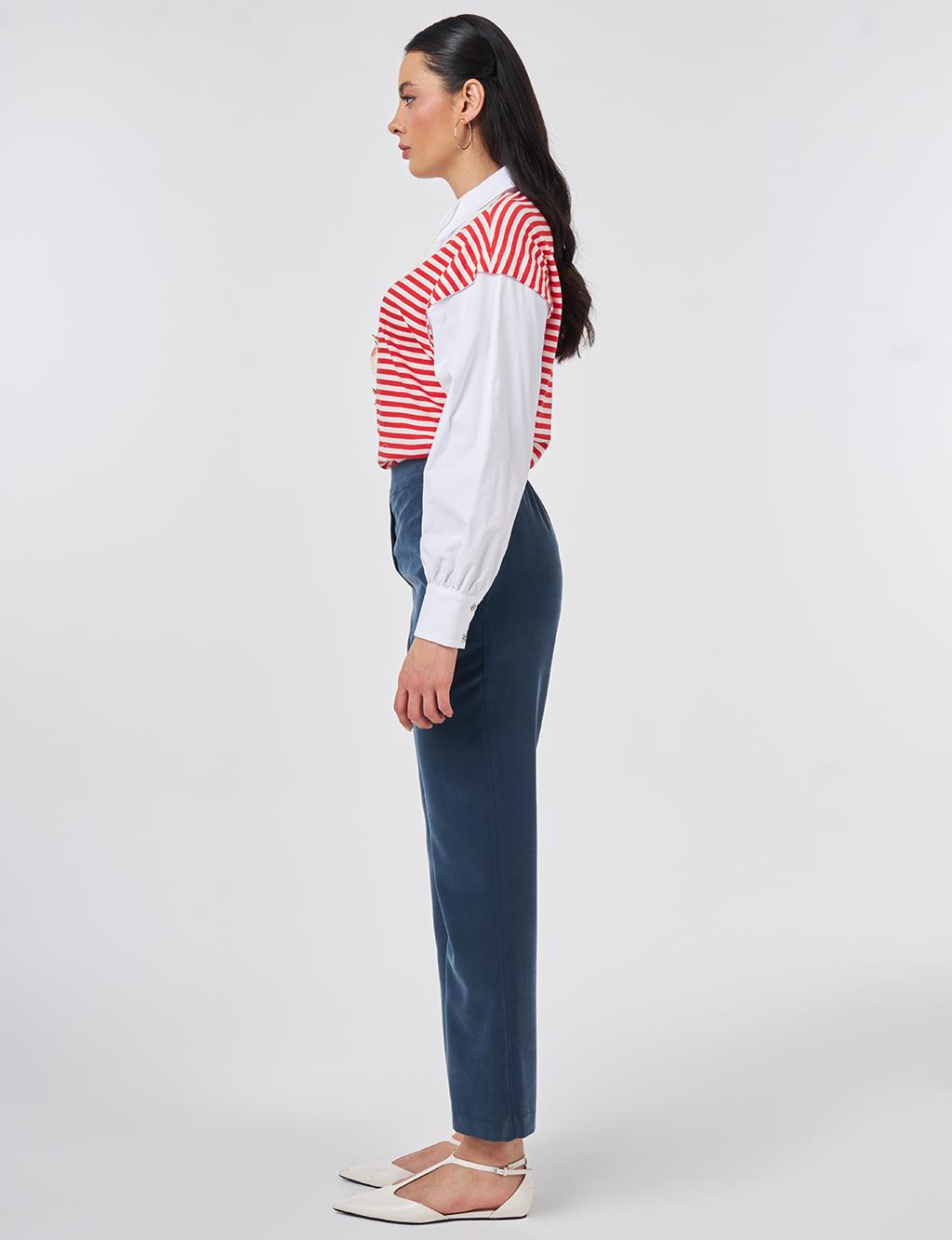 Elastic Waist Modal Trousers Dark Navy